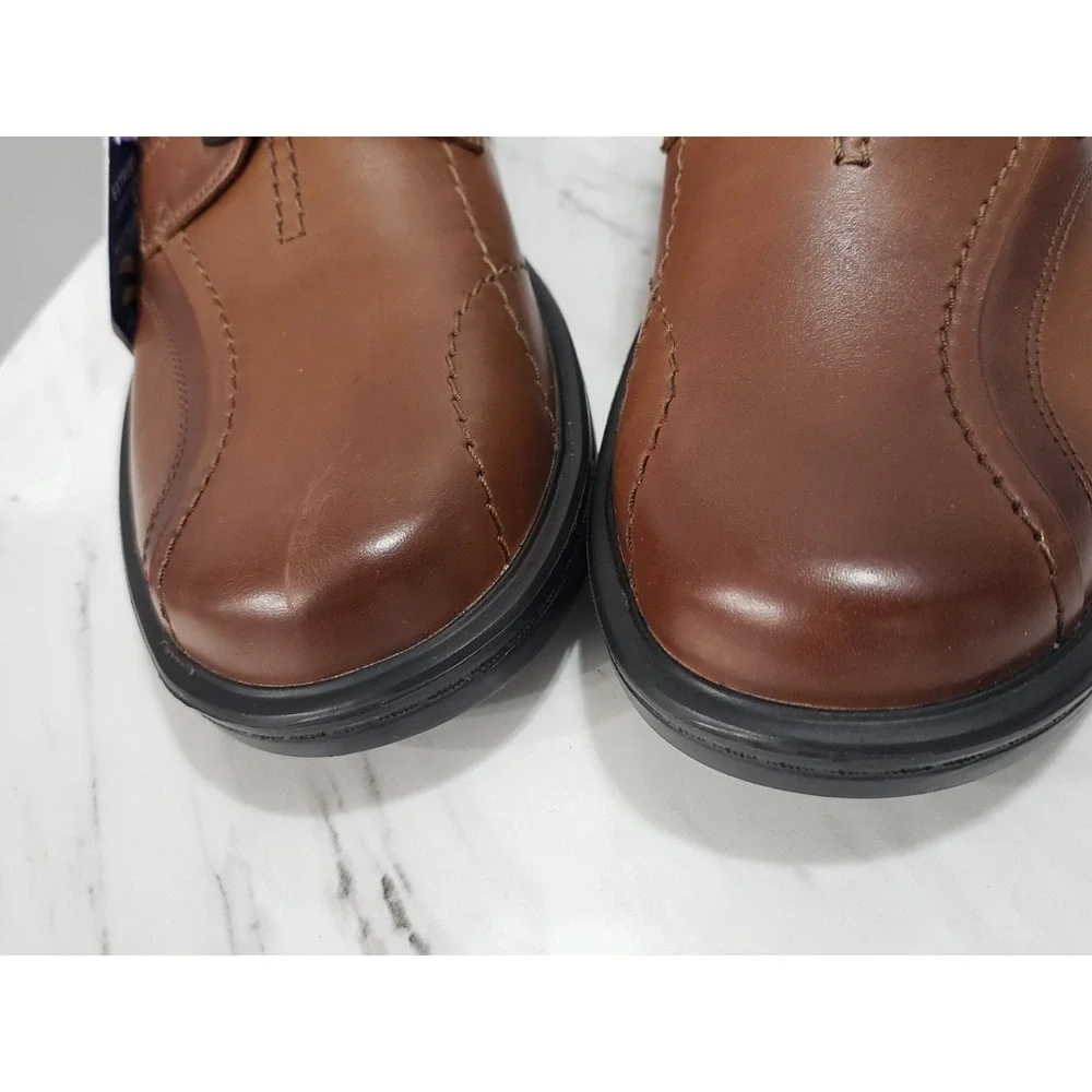 NEW NO BOX Clarks Gessler Dark Tan Lace Up Leather‎ Shoe Men's 9.5M EU 42.5